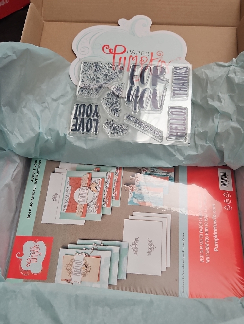 Cardmaking Kit with Light Teal Accents and Clear Sentiment Stamps